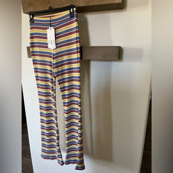 Zara| Beachy Knit Flare Pants in Neutral Stripes, Size Small, NWT•••Boho - Picture 7 of 14